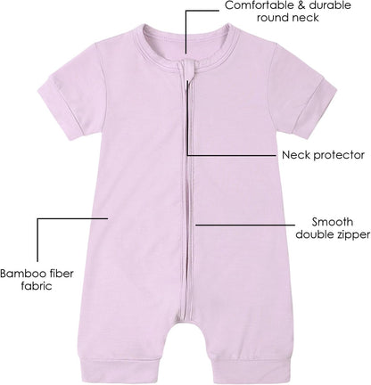 OPAWO Bamboo Baby Pajamas 3 Pack, Double Zipper Bamboo Sleepers for Baby Boy Girl Romper, Toddler
