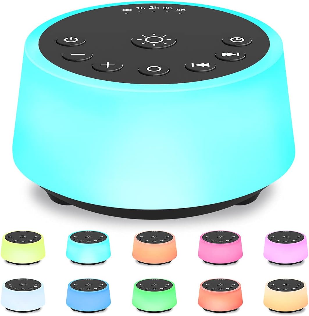 Color Noise Sound Machines with 10 Colors Night Light 25 Soothing Sounds and Sleep White Noise