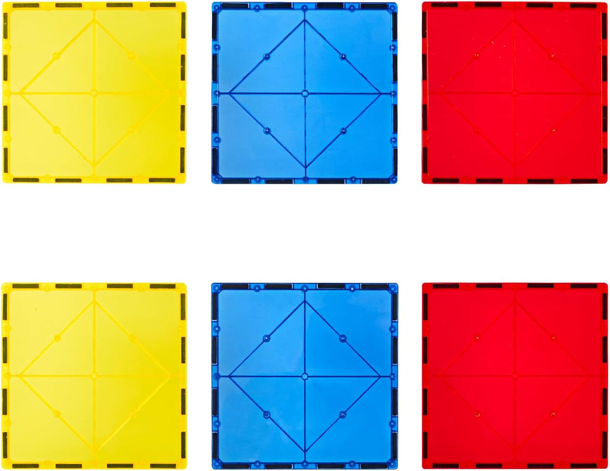 Gemmicc 6 PCS Large Magnetic Tiles,Jumbo Magnet Base Plates,STEM Magnetic Building Blocks for Kids
