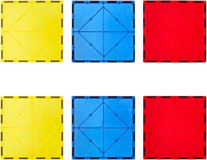 Gemmicc 6 PCS Large Magnetic Tiles,Jumbo Magnet Base Plates,STEM Magnetic Building Blocks for Kids