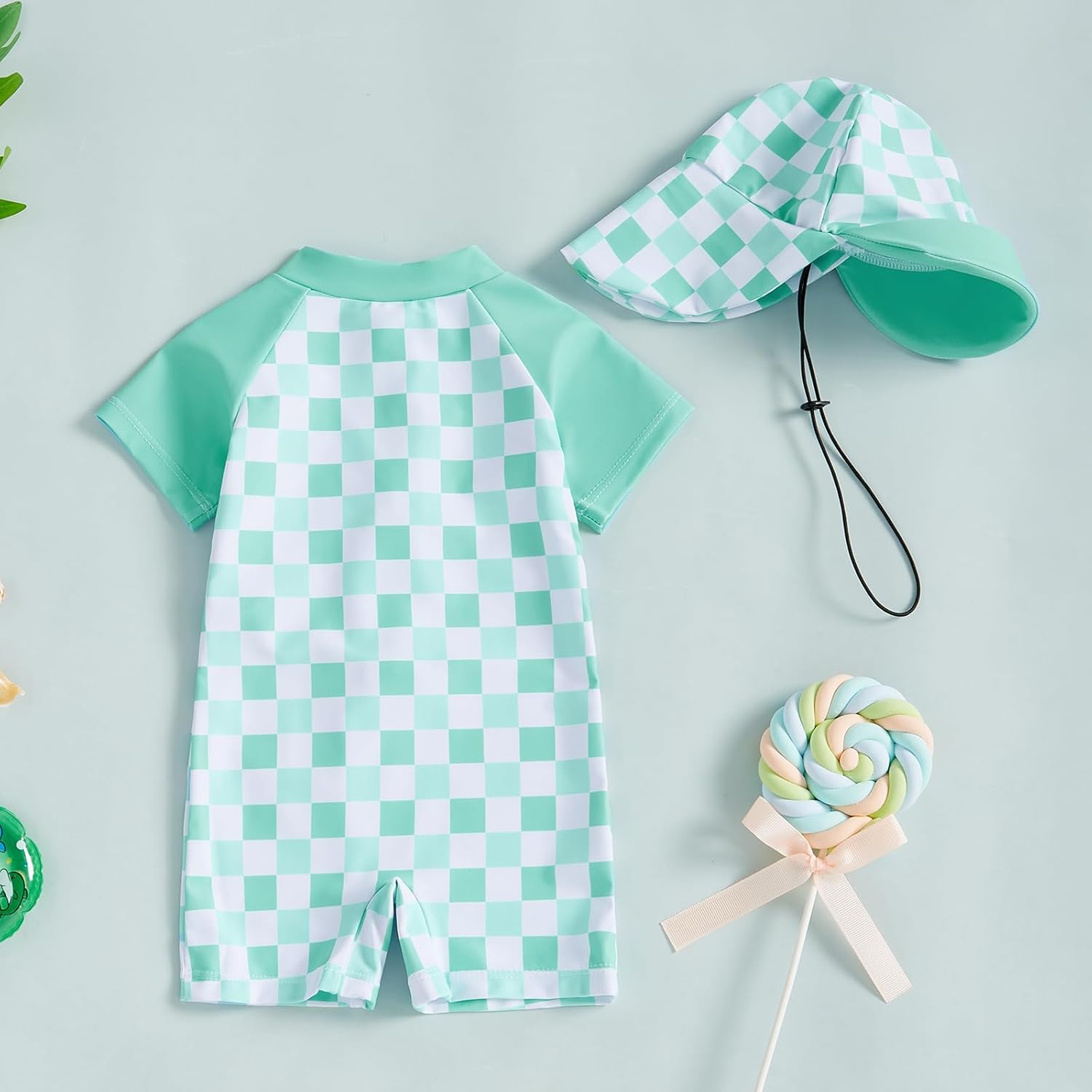 MAYUMMPY Baby Boys Girls Swimwear Casual Zipper One Pieces Rash Guard Swimsuit and Hat Beachwear