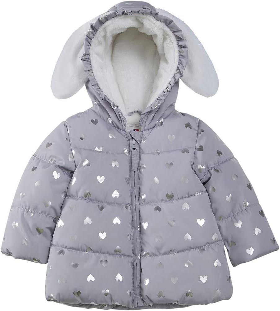 Rokka&Rolla Baby Girls' Water-Resistant Soft Mini Fur Lined Puffer Jacket Winter Coat for Newborn