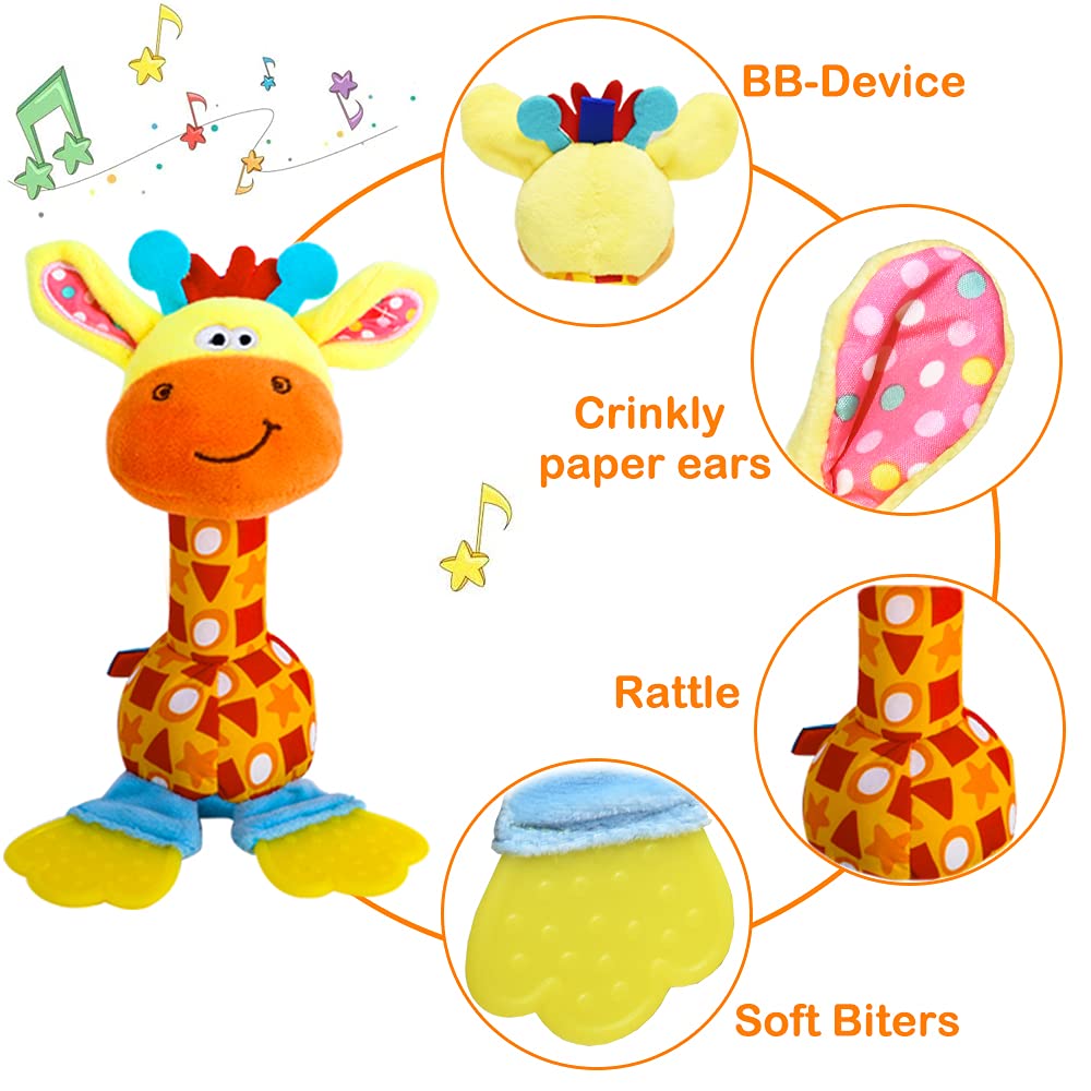 HUADADA Baby Soft Rattles Shaker, Infant Developmental Hand Grip Toys, Sensory Learning Toys with