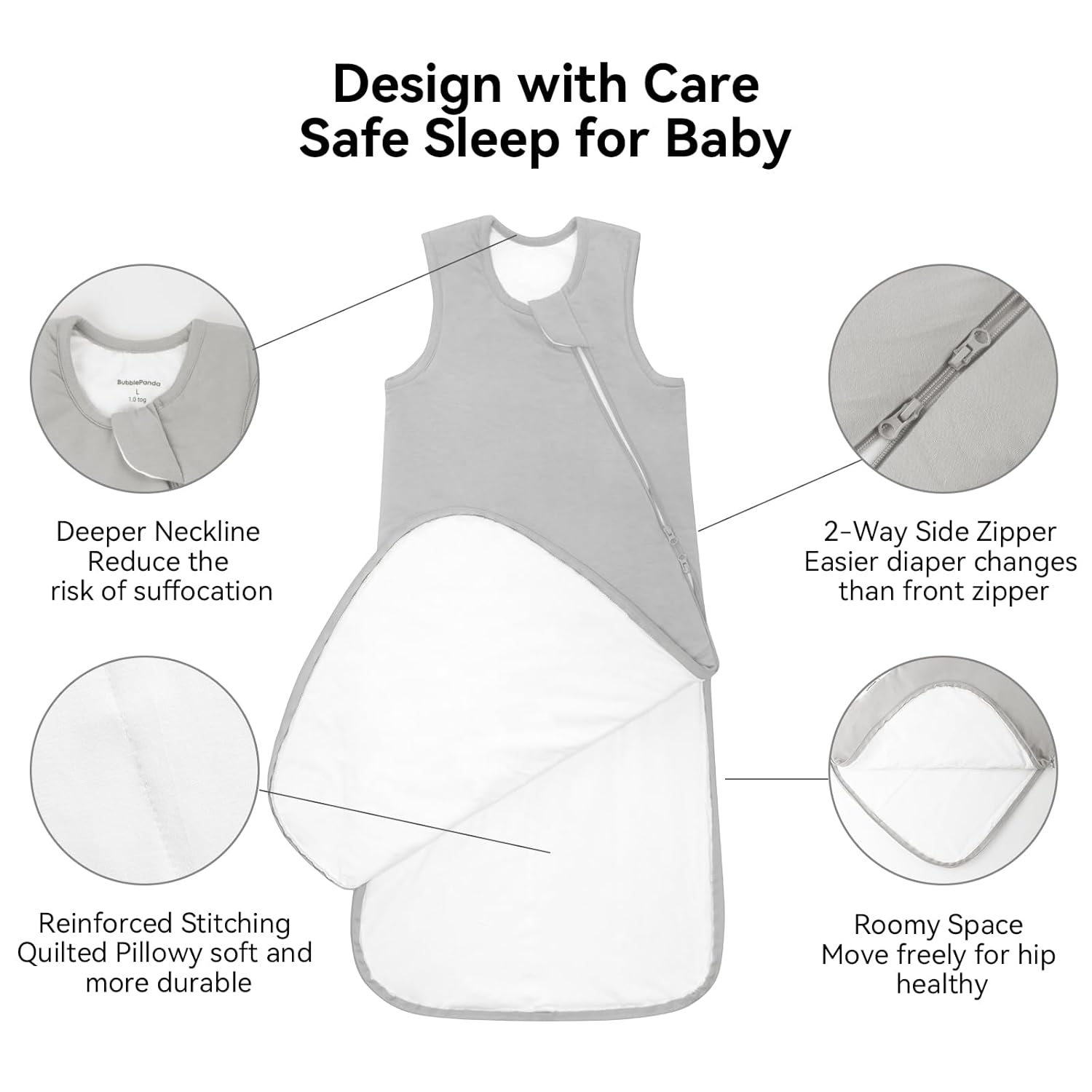 BubblePanda Rayon Made from Bamboo Sleep Sack 18-24 Months 0.5 Tog Soft Lightweight Toddler Sleep