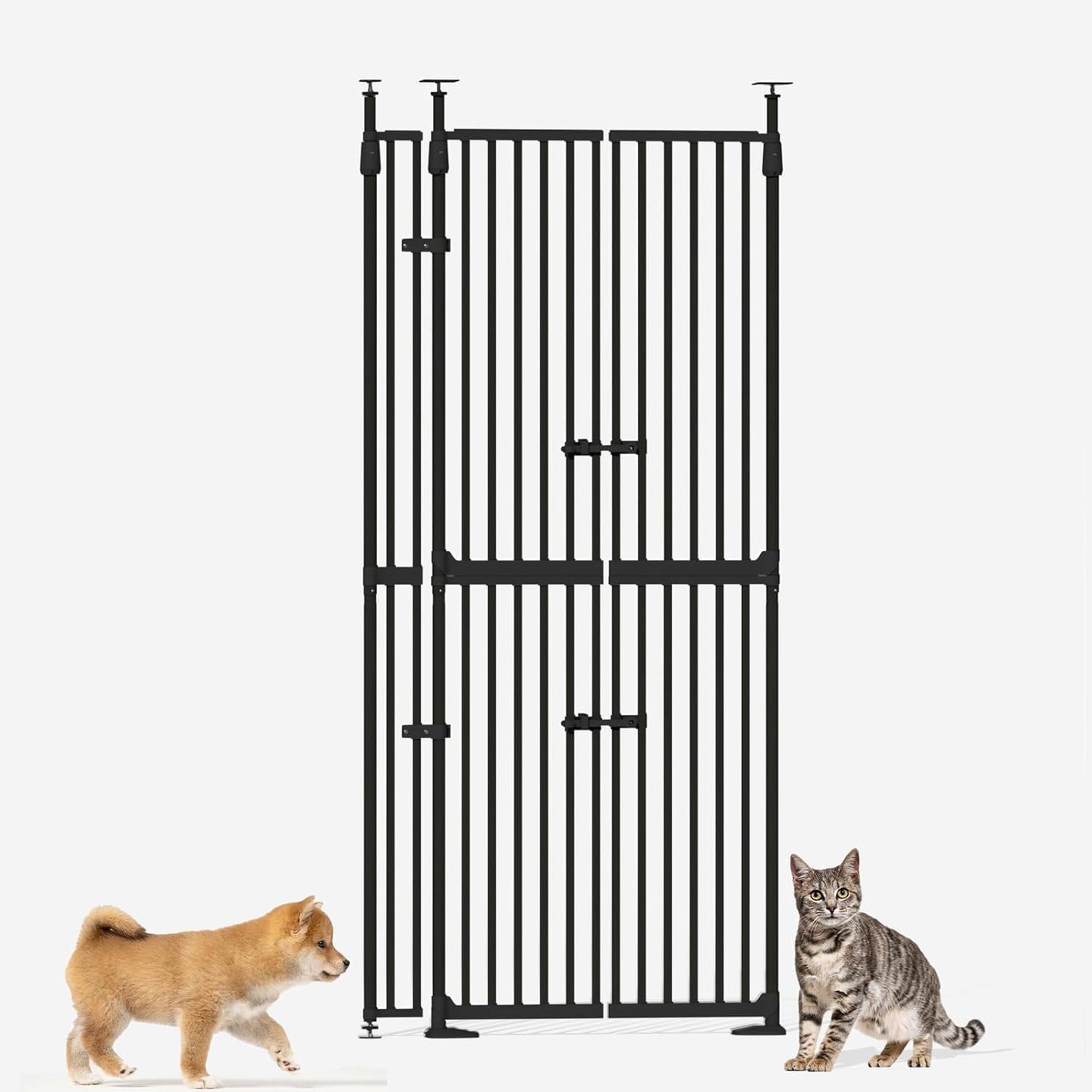 Glaf 74" Extra Tall Cat Gat, 30.31-38.19" Wide Adjustable Cat Door Pressure Mounted Pet Gate with