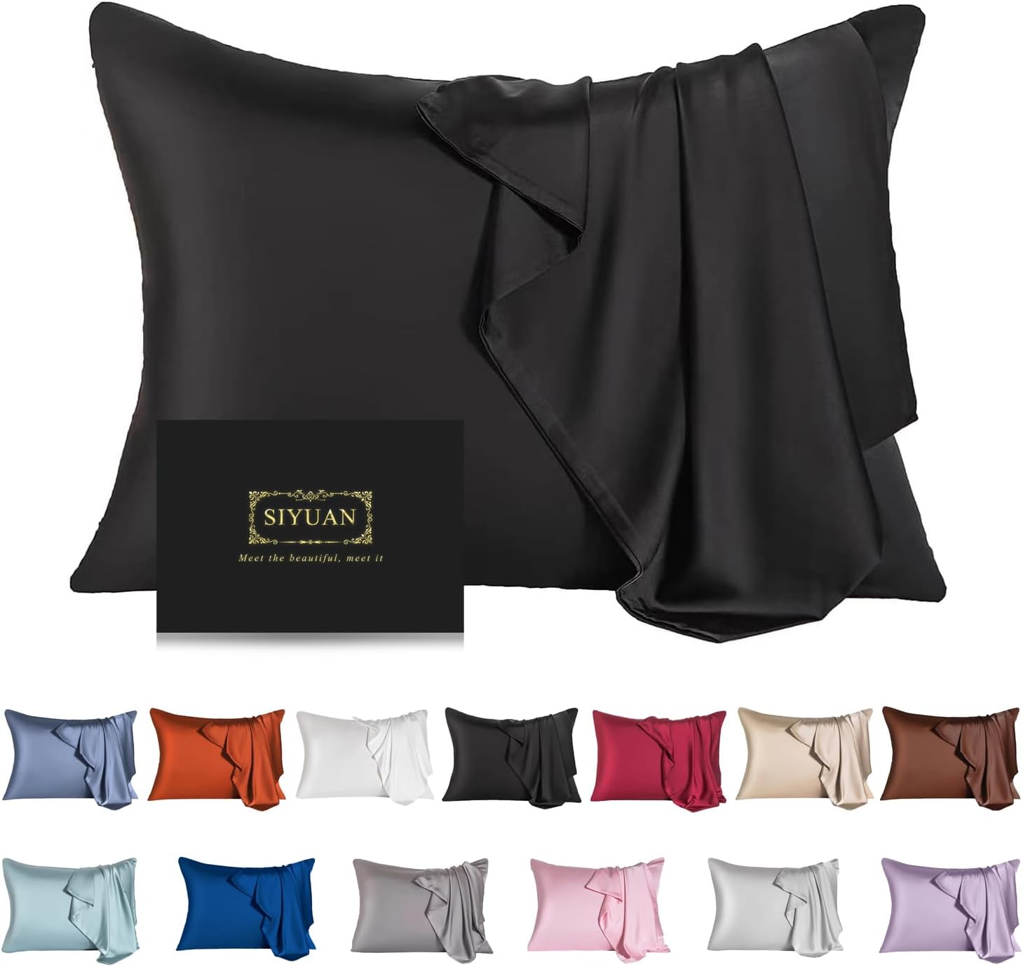 Mulberry Silk Pillowcase for Hair and Skin,Queen Size Cooling Silk Pillow Case with Hidden