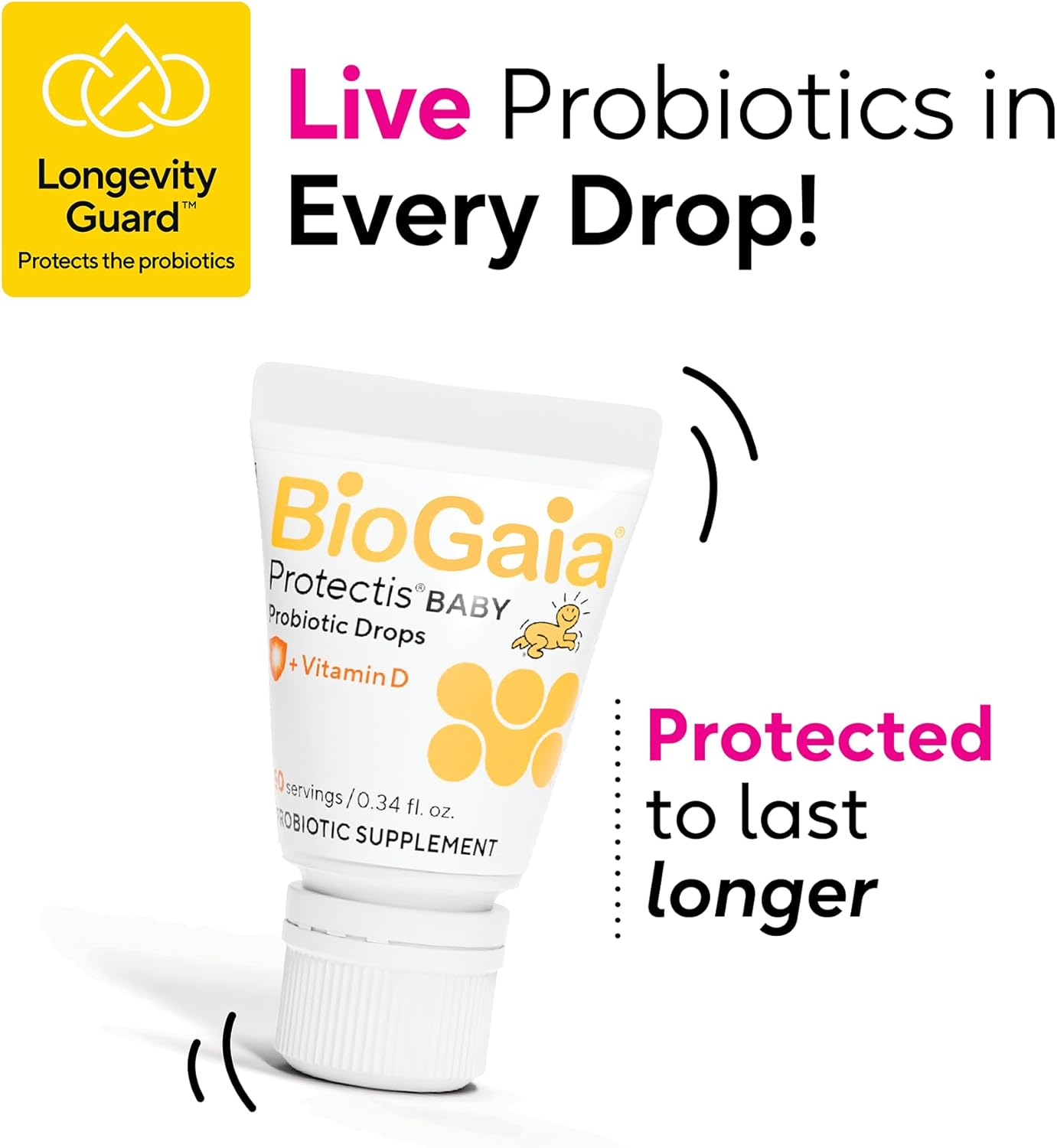 BioGaia Protectis Baby Probiotic Drops | Colic & Gas Relief + Vitamin D | Safe for Newborns | Ease