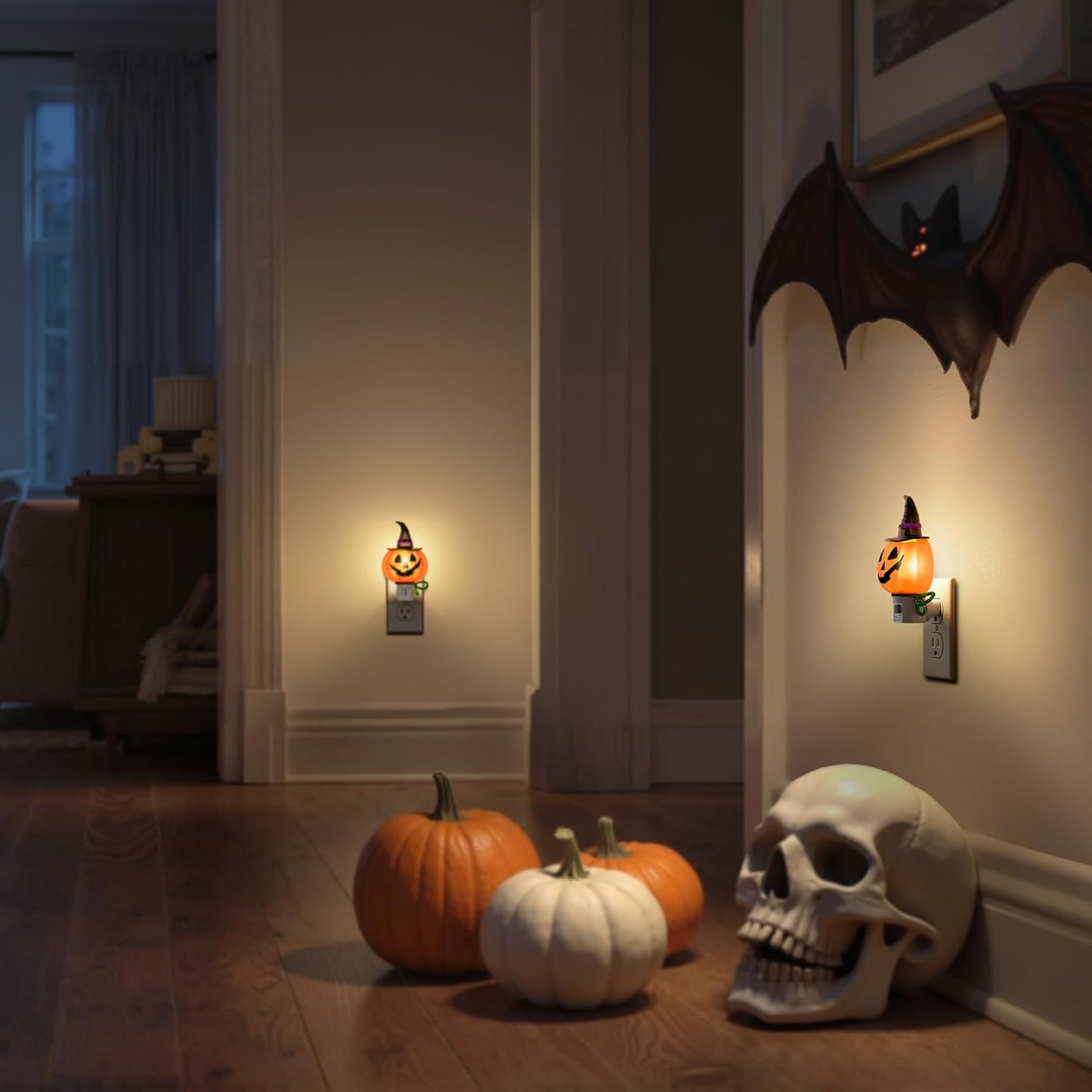 DORESshop Pumpkin Halloween Night Light, 3000K Night Lights Plug into Wall, Plug in Nightlight with