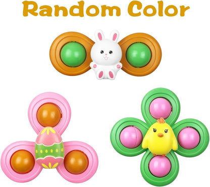 Jofan 3 Pack Easter Suction Cup Spinner Toys for Baby Toddlers Kids Easter Basket Stuffers Gifts