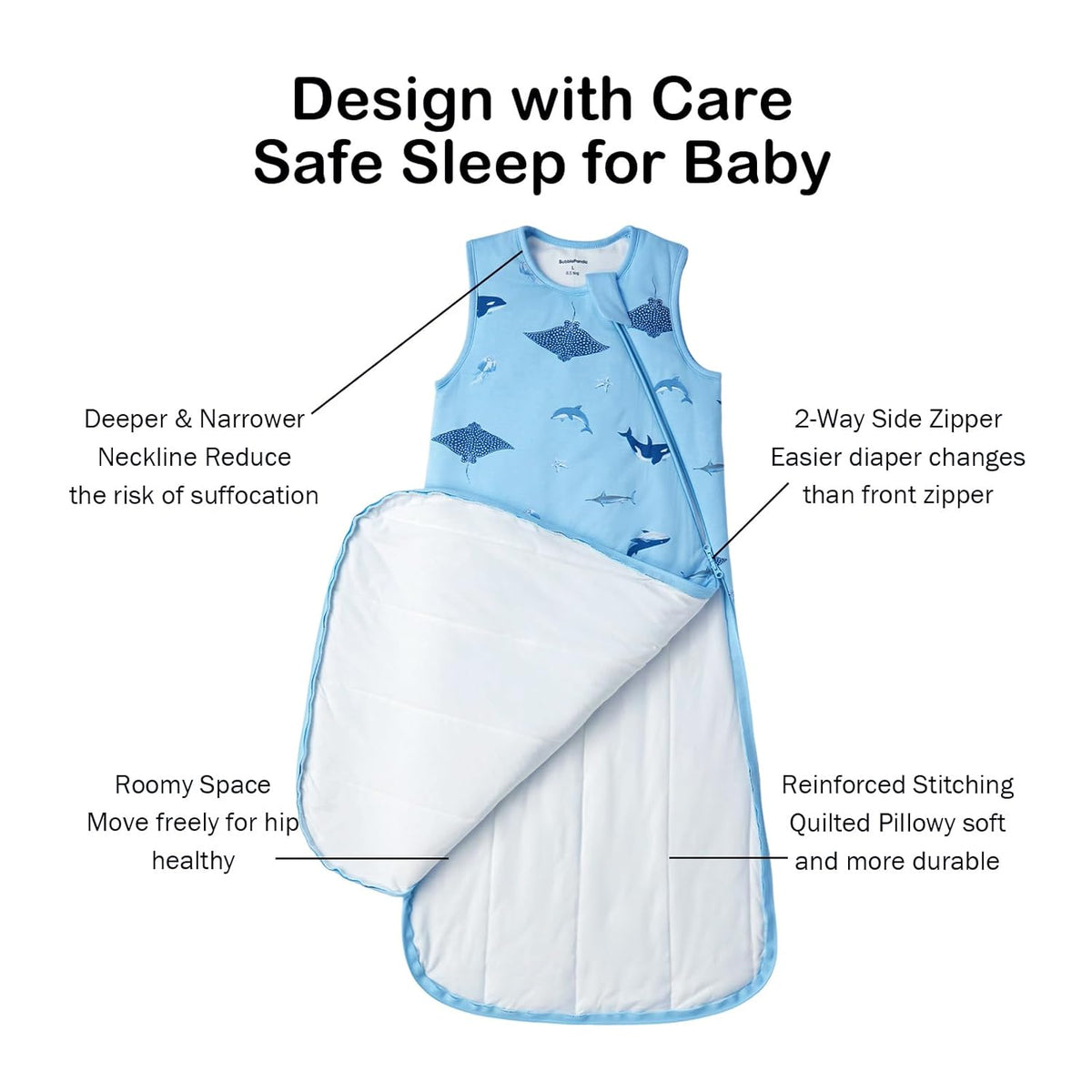 BubblePanda Rayon Made from Bamboo Sleep Sack 18-24 Months 0.5 Tog Soft Lightweight Toddler Sleep