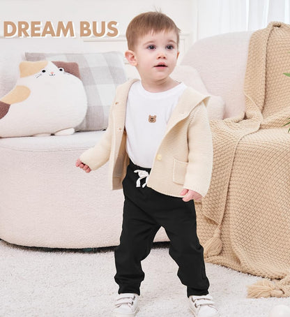 DREAM BUS Pack of 3 Toddler Jogger Pants with Pocket Toddler Boy Sweatpants Baby Boy Pants Infant