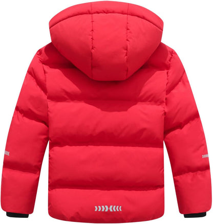 Kids Boy's Winter Coat Fleece Lined Waterproof Jacket Puffy Cotton Coat Thick Hooded Down Outdoor