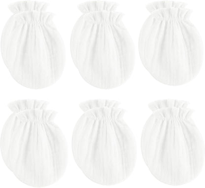 Newborn Mittens No Scratch 100% Cotton Mitts Boy Girl baby mittens 0-6 months 6 Pack