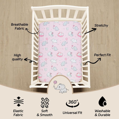 4 Pack Baby Girl Pack N Play Mini Crib Sheets Set Soft Fitted Elephant Theme Baby Girl Mattress