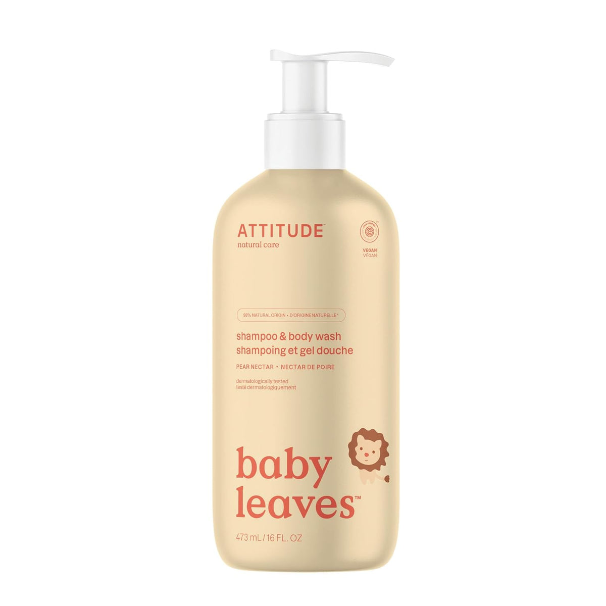 ATTITUDE 2-in-1 Shampoo and Body Wash for Baby, EWG Verified, Dermatologically Tested, Vegan, Pear