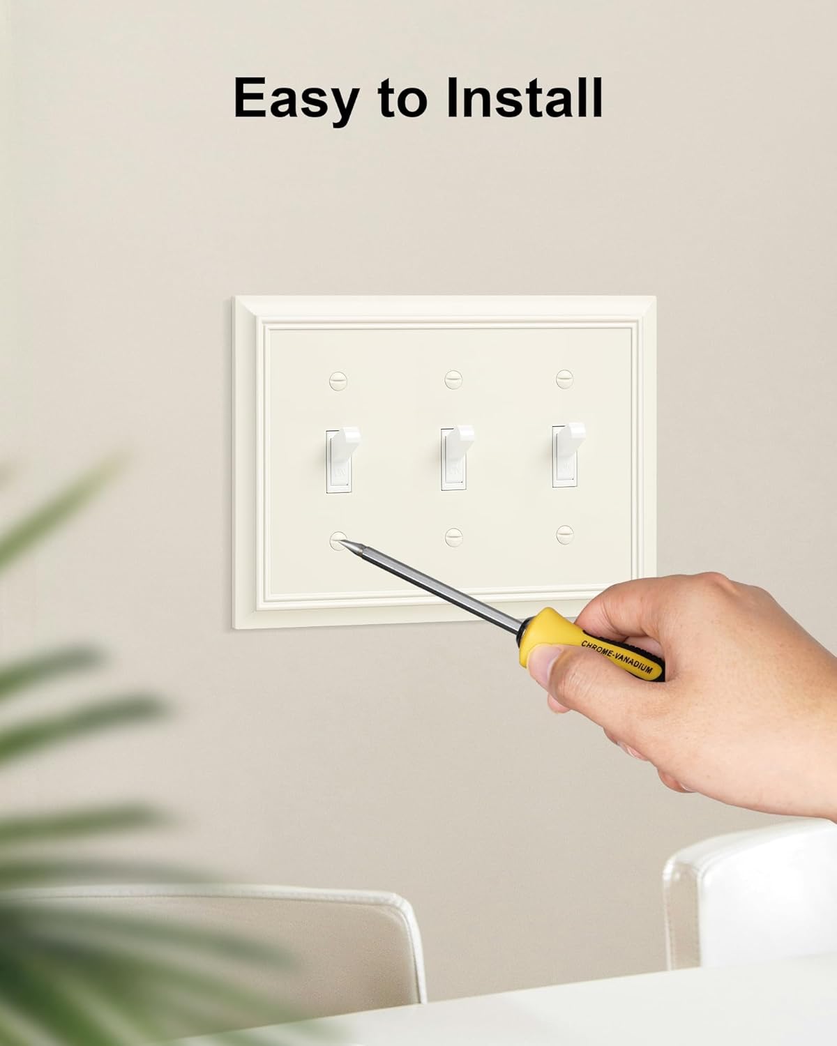 2-Pack Triple Toggle Light Switch Cover Plate, Durable Natural Bamboo Fiber Decorative Switch Plate