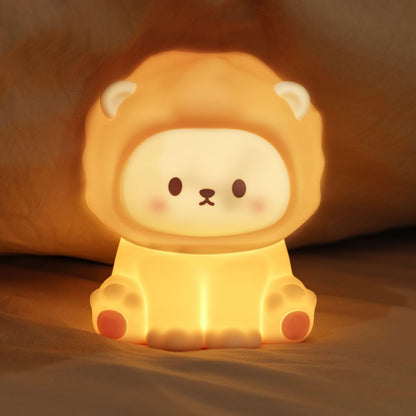 Cute Lion Night Light for Kids, Rechargeable Nursery Lamp with Timer, 3 Brightness Levels & Warm