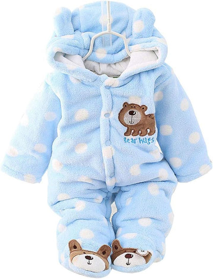 XIFAMNIY Baby Newborn Jumpsuit Footie Hooded Thicken Winter Bunting Outwear Snowsuit Pajamas for