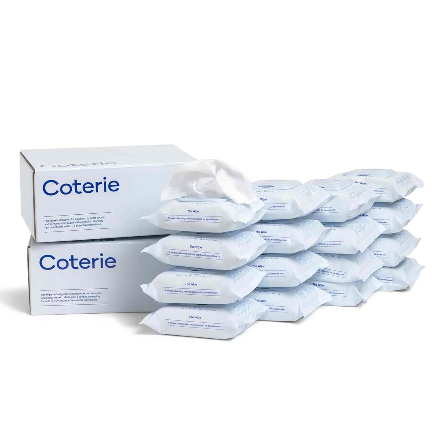 Coterie Baby Travel Size Wipes for Sensitive Skin, Plant-Based and Plastic-Free Fibers, 99% Water