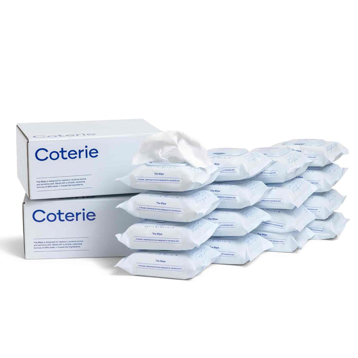 Coterie Baby Travel Size Wipes for Sensitive Skin, Plant-Based and Plastic-Free Fibers, 99% Water