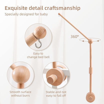 Baby Crib Mobile Arm - Wooden Baby Mobile Crib Holder 31 inch for Mobile Hanging Baby Crib