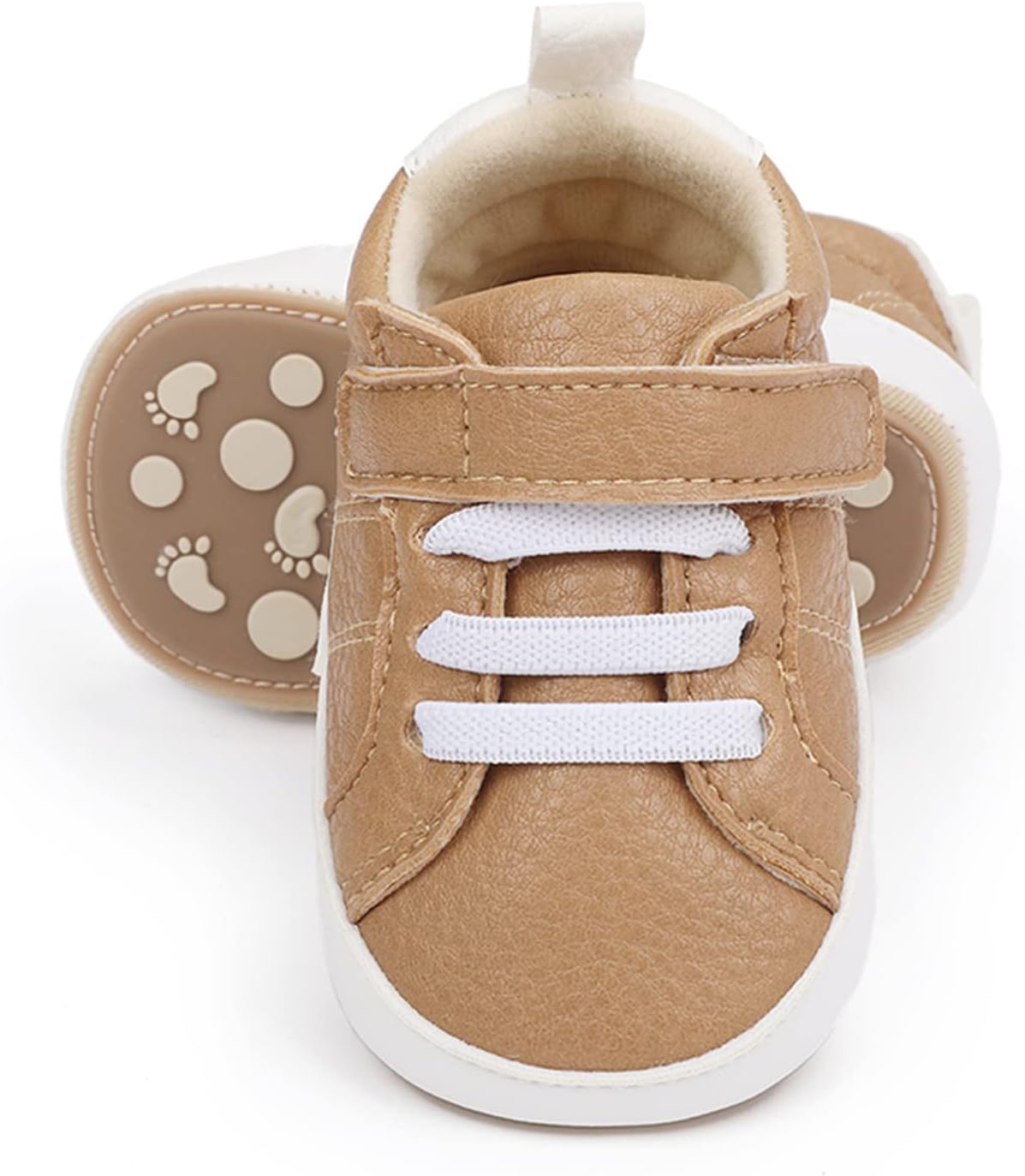 SOFMUO Baby Boys Girls High Top Ankle PU Leather Sneakers Soft Rubber Sole Infant Moccasins Newborn