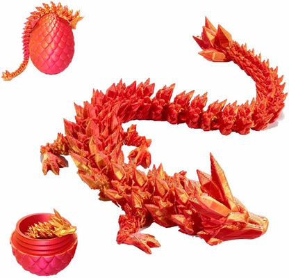 3D Printed Dragon Eggs with Dragon Inside, Articulated Crystal Dragon in Egg, Executive Dragon