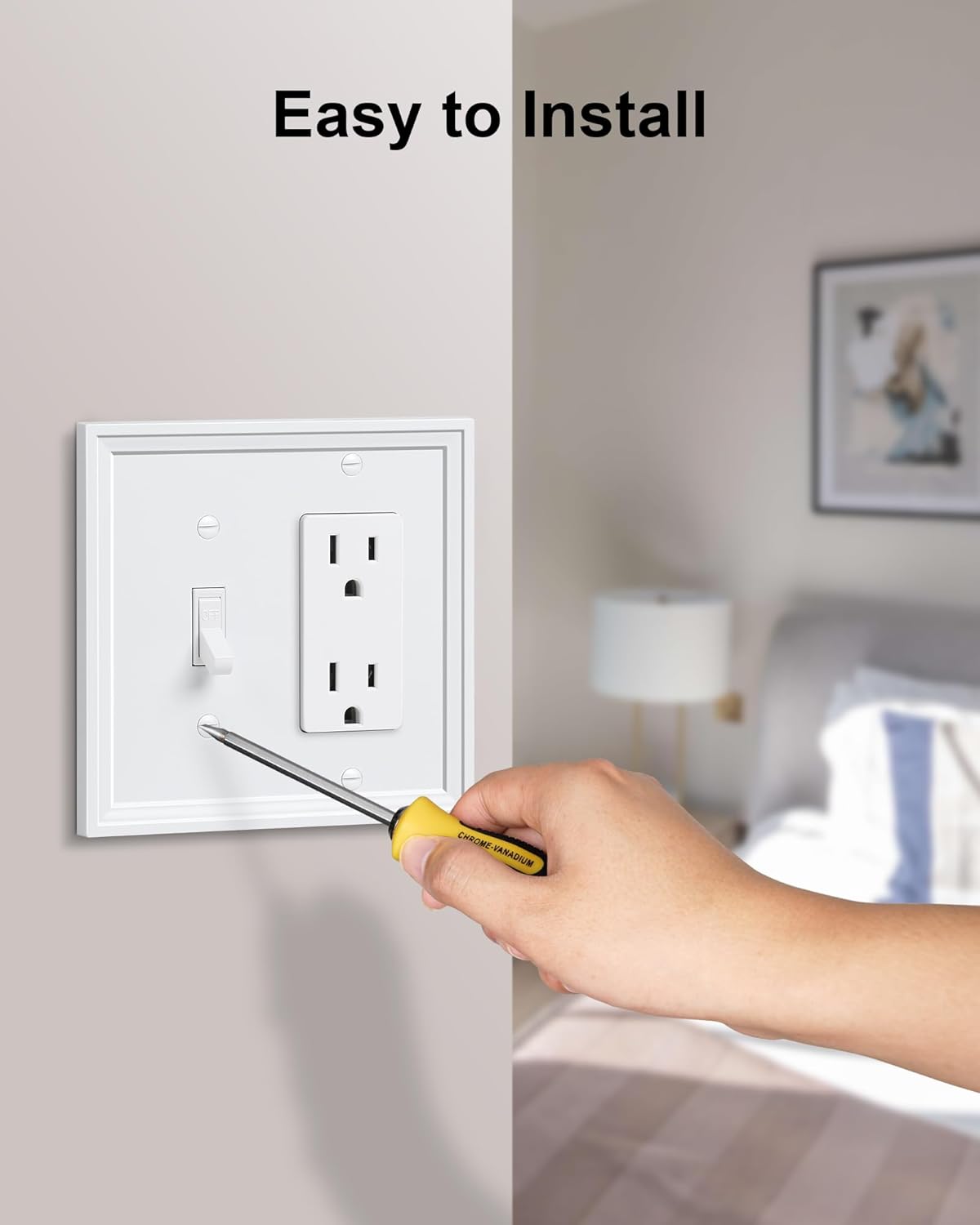 2-Pack Combo Toggle/Decorator Light Switch Cover Plate, White Decorative Electrical Outlet Covers