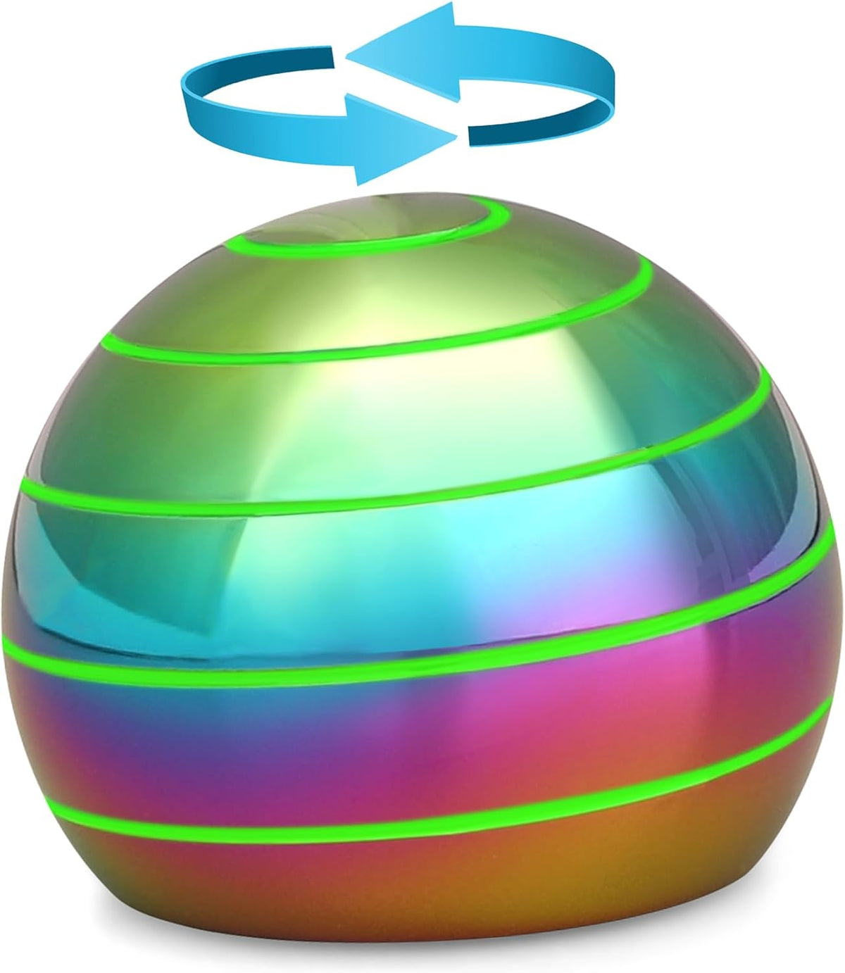Luminous Kinetic Spinning Desk Toys, Metal Full Body Optical Illusion Fidget Spinner Ball, Glow in