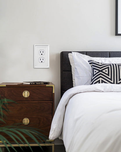 4-Pack Duplex Outlet Covers, Off White Electrical Outlet Cover Plate, Metal Wall Plate for