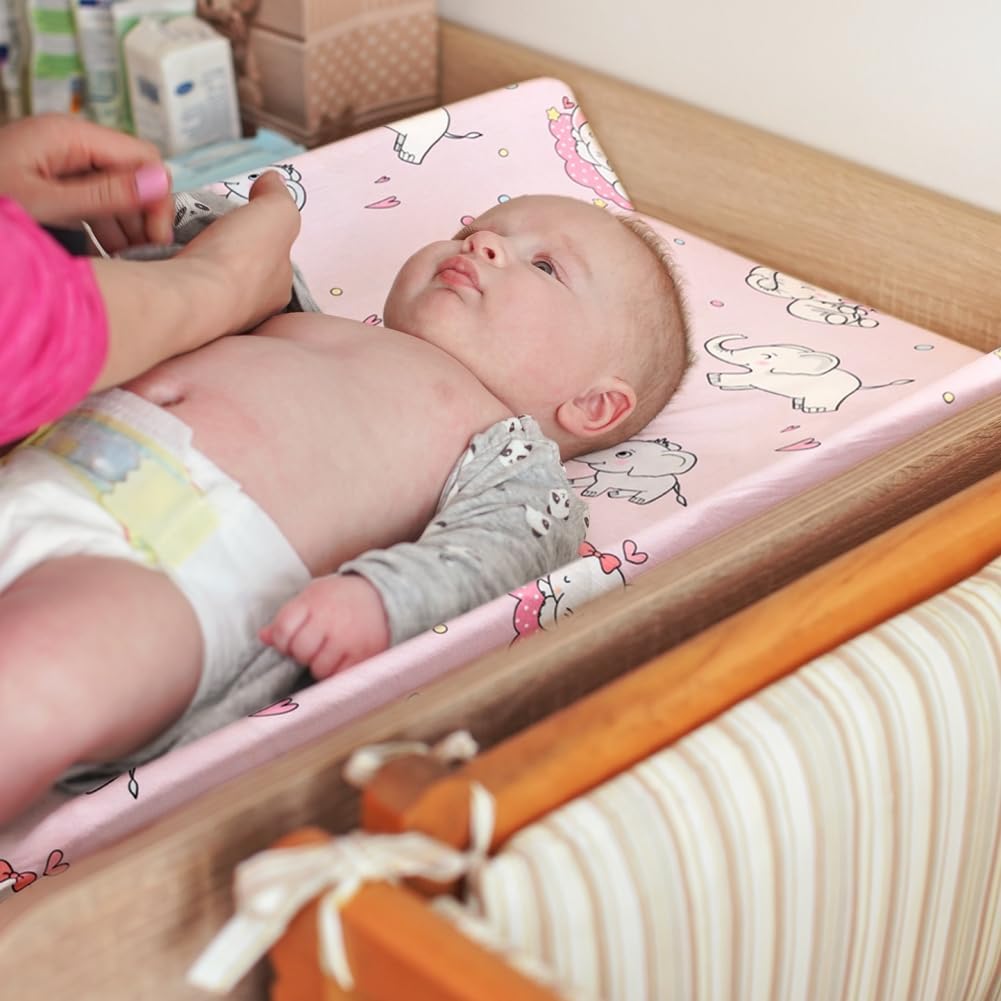 4 Pack Baby Girl Changing Pad Covers Sheets Set Soft Fitted Floral or Elephant Theme Baby Girl