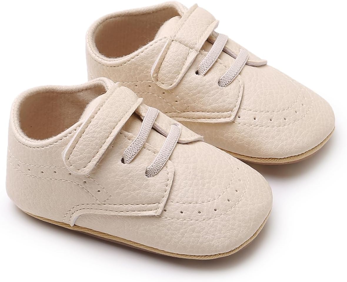 SOFMUO Baby Boys Girls High Top Ankle PU Leather Sneakers Soft Rubber Sole Infant Moccasins Newborn