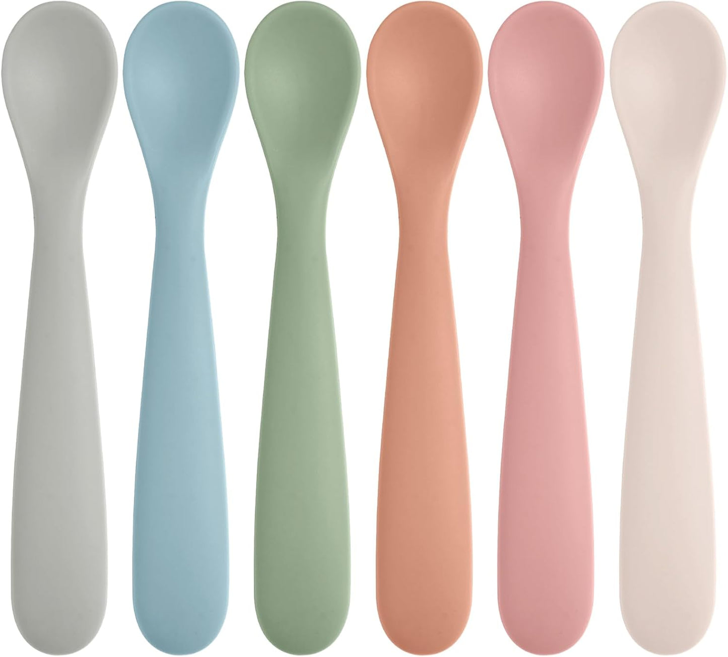 6 Pack Silicone Baby Spoons, Baby Spoons Self Feeding 6 Months+, BPA Free, Soft Tip Baby Utensils