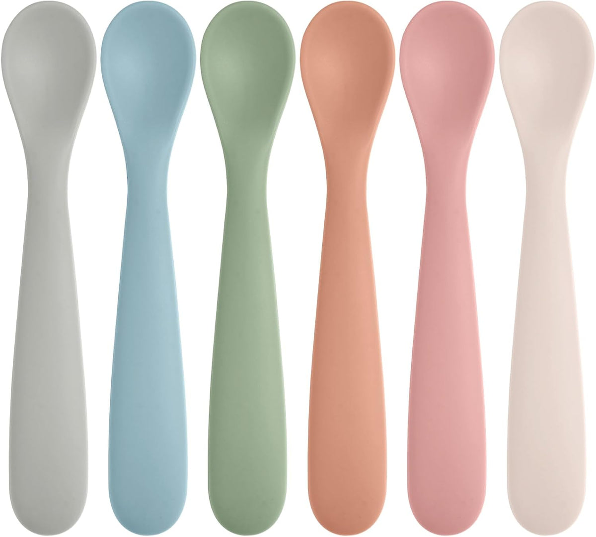 6 Pack Silicone Baby Spoons, Baby Spoons Self Feeding 6 Months+, BPA Free, Soft Tip Baby Utensils