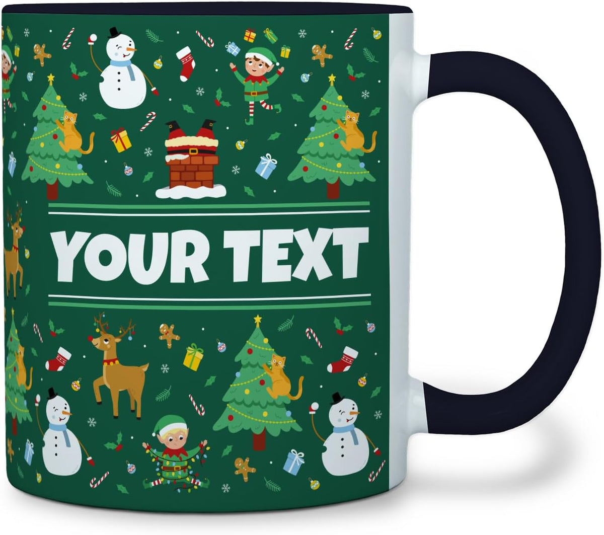 Personalized Mug for Kids - Christmas - Custom Name/Text, Ceramic Hot Chocolate/Cocoa/Coffee Cup