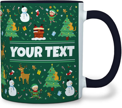 Personalized Mug for Kids - Christmas - Custom Name/Text, Ceramic Hot Chocolate/Cocoa/Coffee Cup