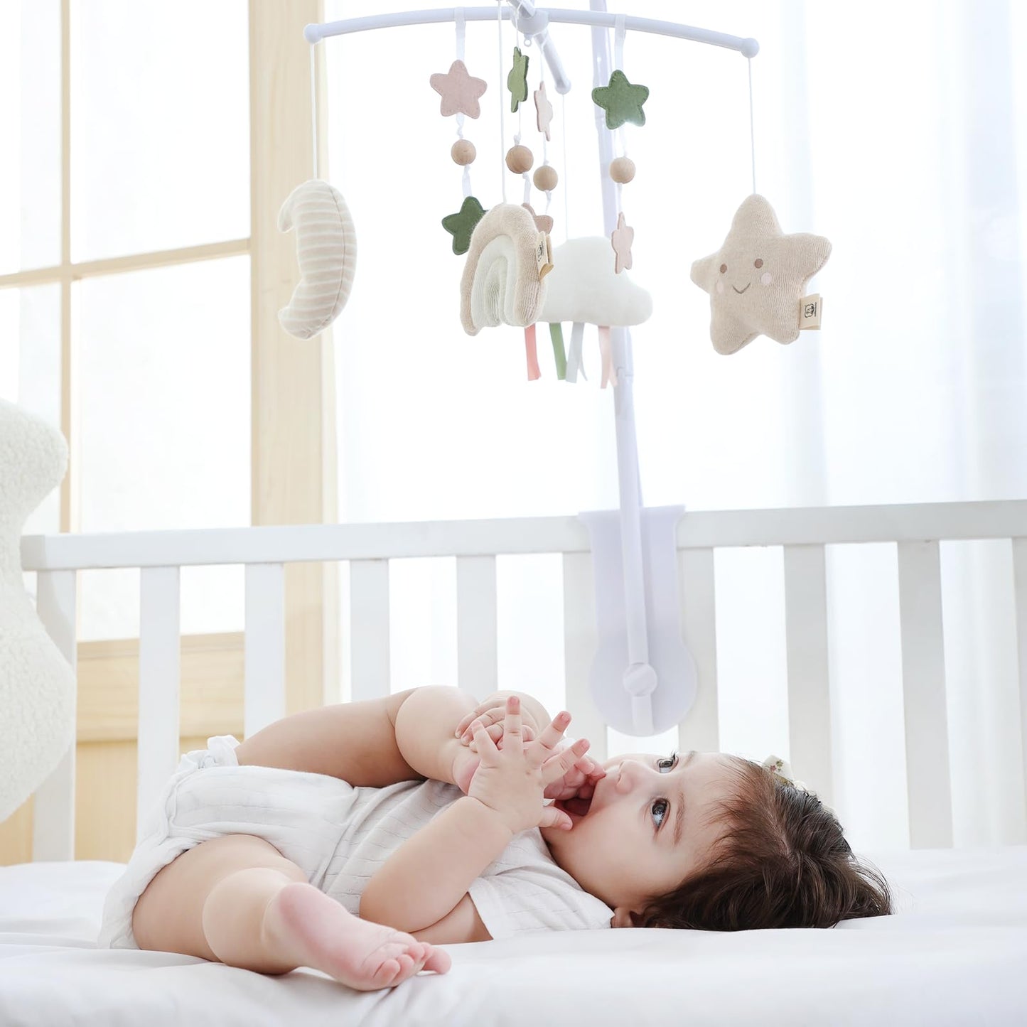 COTTONBEBE Crib Mobile 35 Lullaby Music, Cotton Baby Mobiles for Cribs & Pack N Play, Easy to