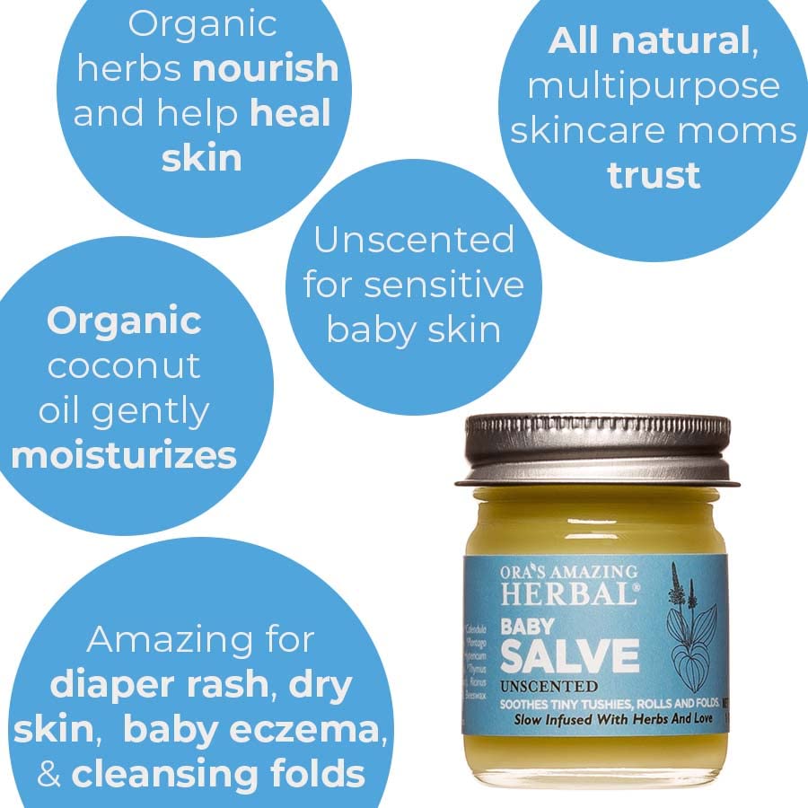 Baby Salve, Diaper Balm Ointment, Newborn Salve, Natural Baby Cream with Calendula, 1 oz Travel