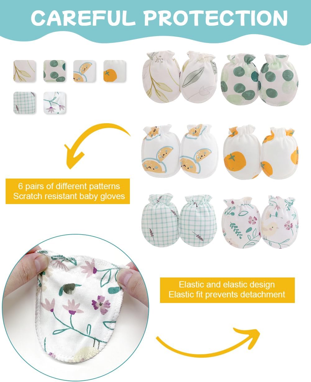 Cute Baby Mittens Newborn, No Scratch Baby Boy Mittens, Baby Girl Hat Gloves for Toddlers, Infant