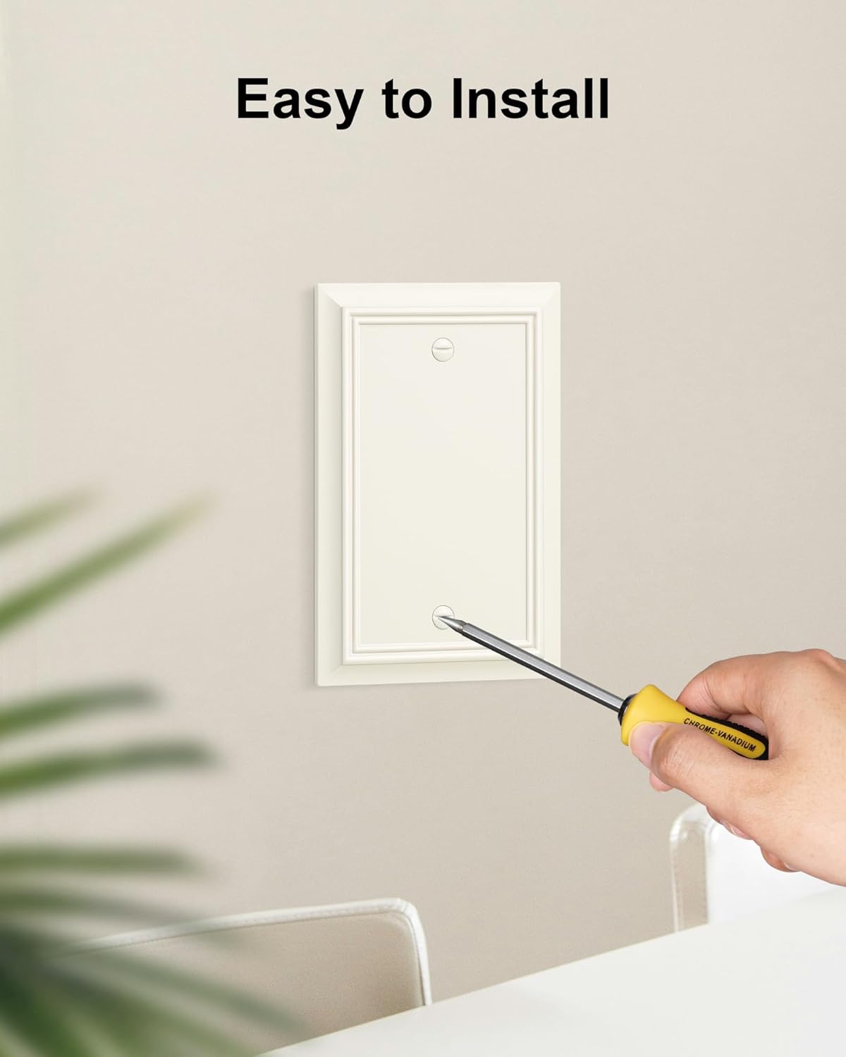 2-Pack Single Blank Wall Plate, Durable Natural Bamboo Fiber Wall Plate Cover,Light Almond 1 Gang