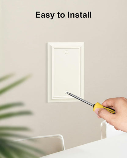 2-Pack Single Blank Wall Plate, Durable Natural Bamboo Fiber Wall Plate Cover,Light Almond 1 Gang