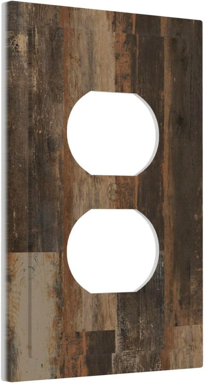 Rustic Brown Wood Grain Dark Oak Outlet Covers 1 Gang Duplex Light Switch Cover Decorative Switch