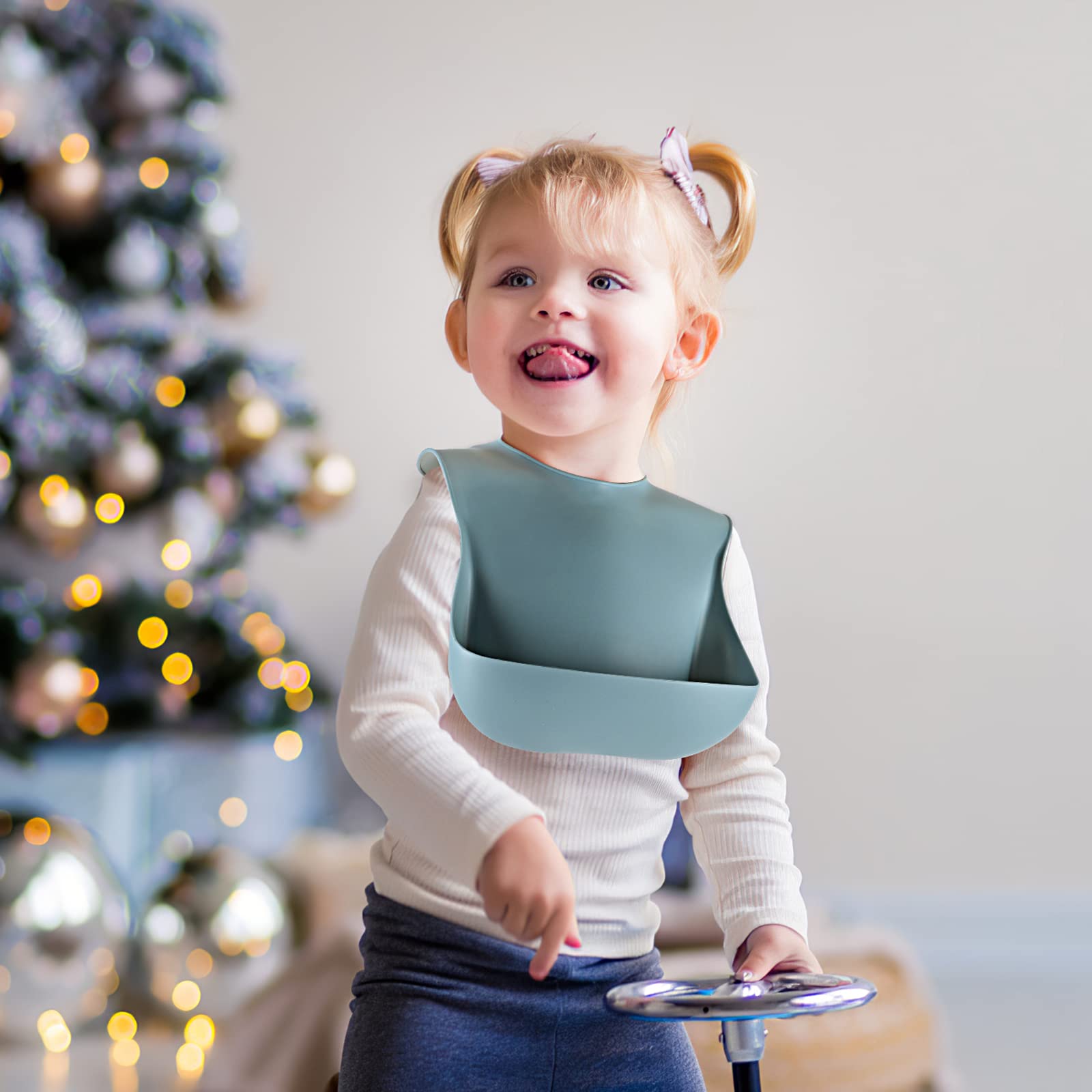 Eascrozn Silicone Baby Bibs for Babies Toddlers Set of 3, BPA Free