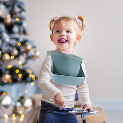 Eascrozn Silicone Baby Bibs for Babies Toddlers Set of 3, BPA Free