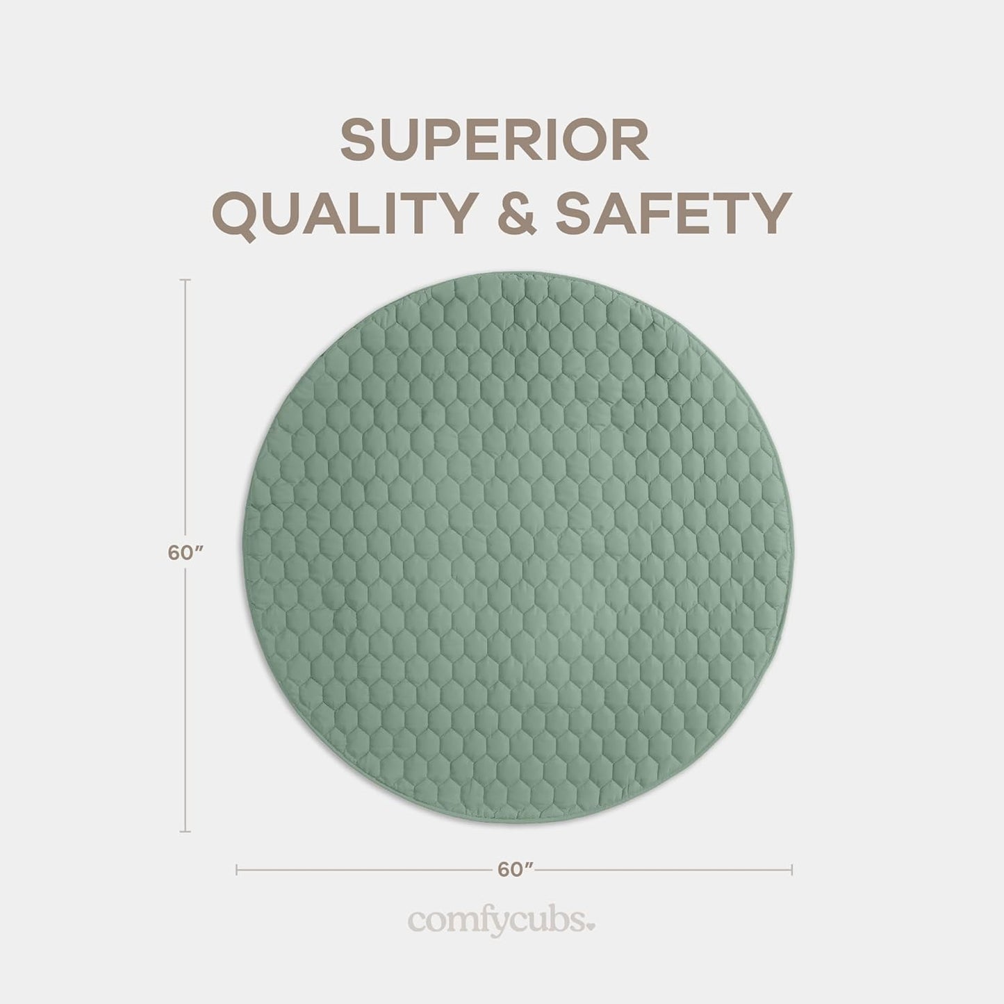 Comfy Cubs Round Kids Play Mat - Large 60 inches Soft Quilted Baby Floor Mat with Non-Slip Bottom