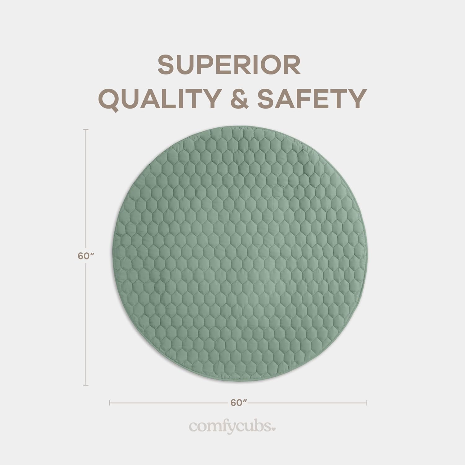 Comfy Cubs Round Kids Play Mat - Large 60 inches Soft Quilted Baby Floor Mat with Non-Slip Bottom