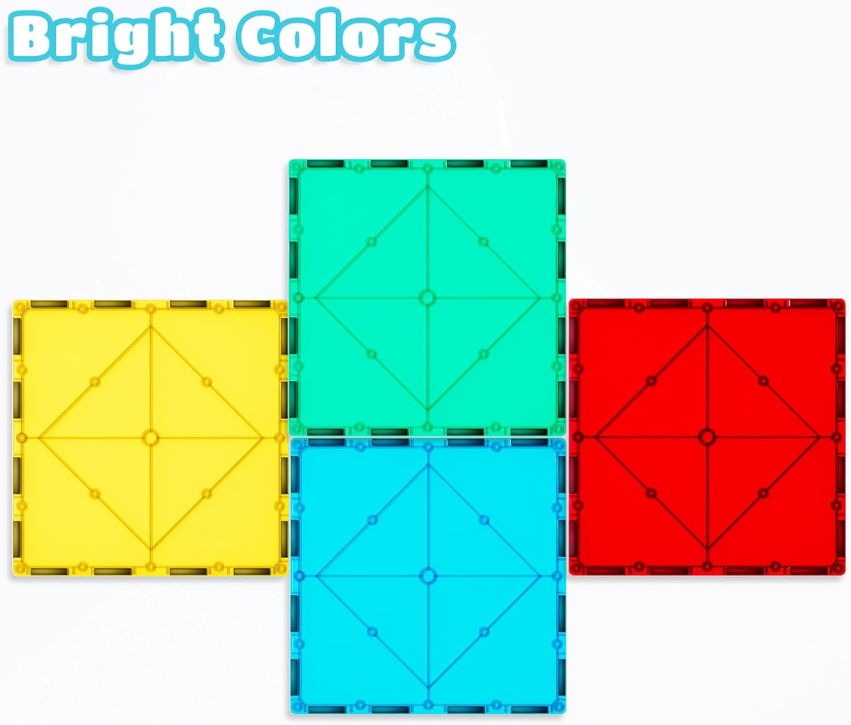 Bmag 4 Piece Magnetic Tiles Large Square, Magnet 3D Building Blocks Expansion Set for Kids, STEM
