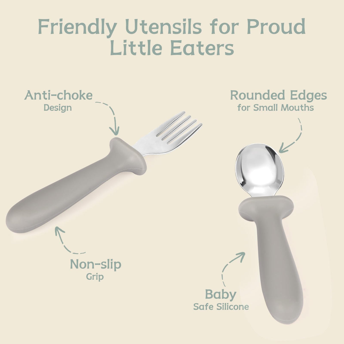 Eascrozn 2 Pack Silicone Suction Plates for Baby, Forks and Spoons Set