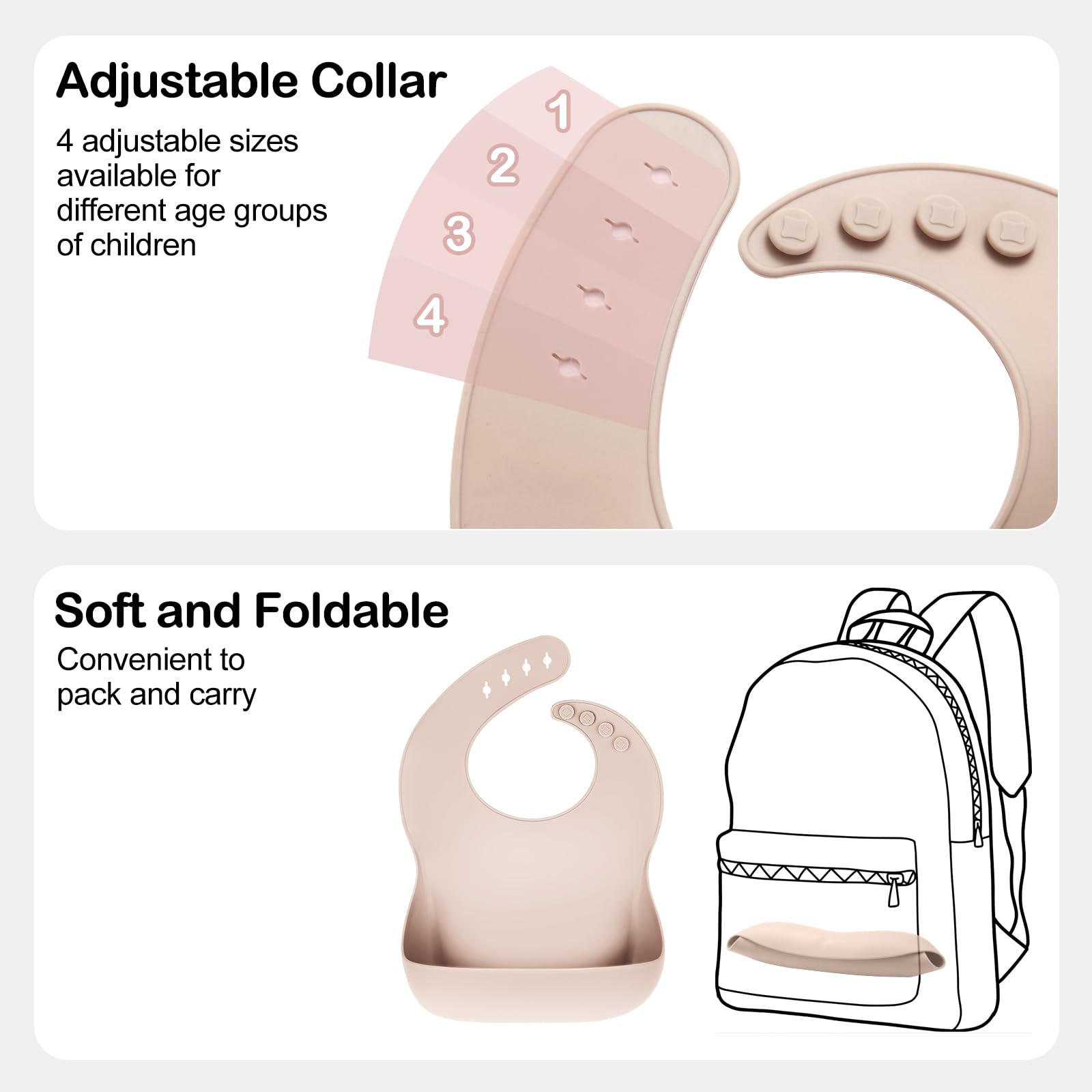 Eascrozn Silicone Bibs for Babies Toddler Set of 3, BPA Free