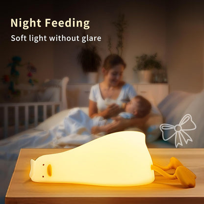 Squishy Night Light, Lying Flat Duck Night Light, Travel Nightlight, 3 Level Dimmable Nursery